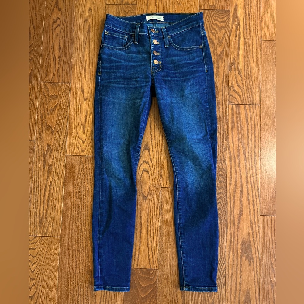 Madewell, skinny, 9” high rise, button fly, size 25P